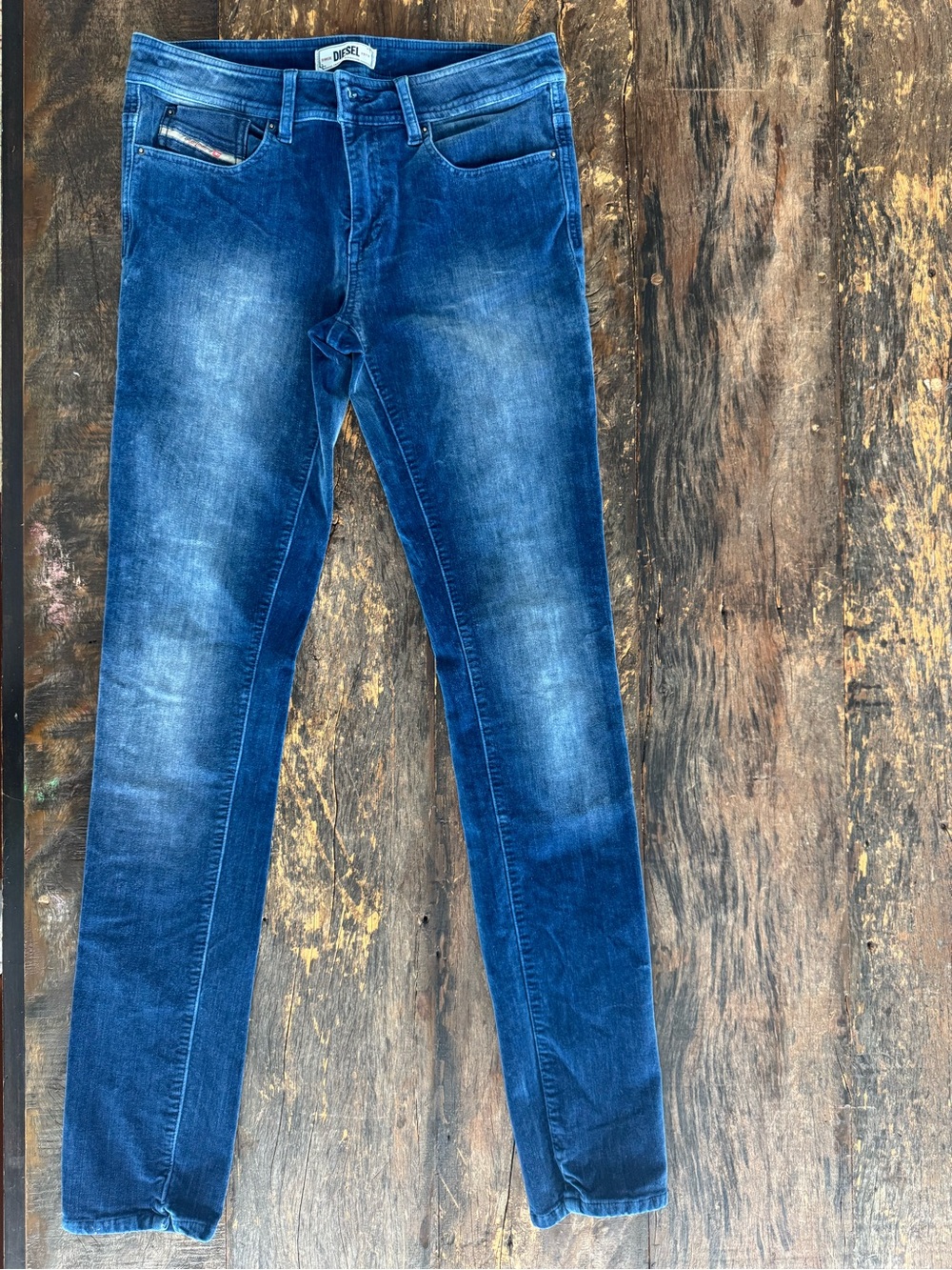 Diesel Skinny Jeans in Distressed Blue Wash